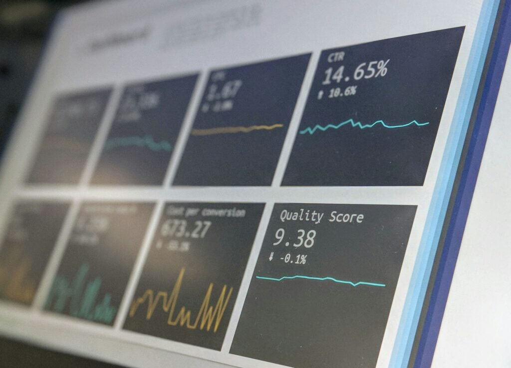 SEO analytics dashboard showing keyword rankings and traffic growth
